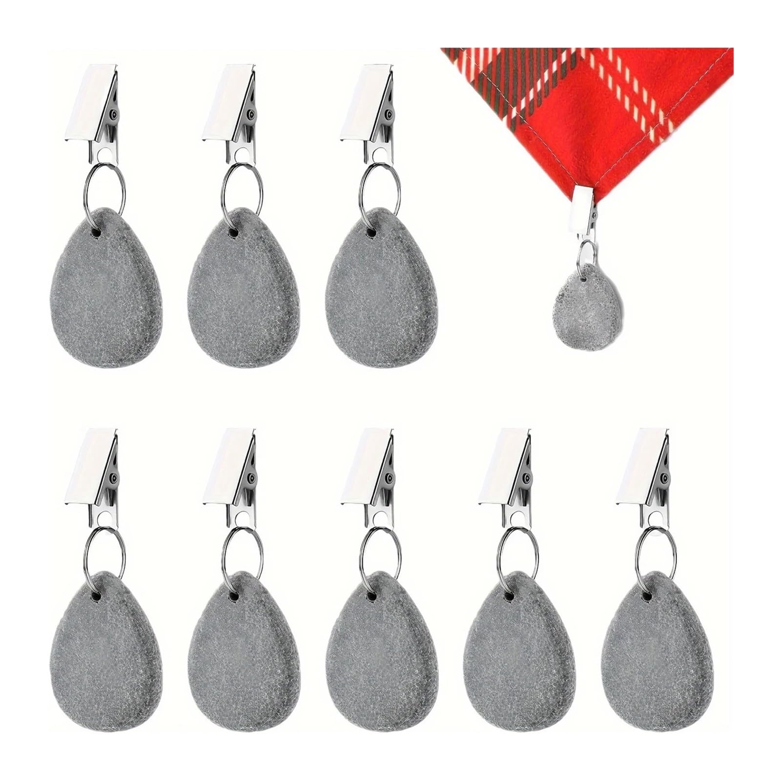 Tischdeckengewichte, Anhänger, Stein-Metall-Clips, Marmor-Tischdecke, Weiß, 24 Stück
