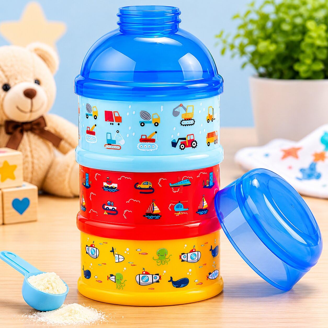 Adore Howdy 3 Layered Spill Free Baby Milk Powder Container, BPA FreeBaby Food Storage Container Or Dispenser (MPC 1)