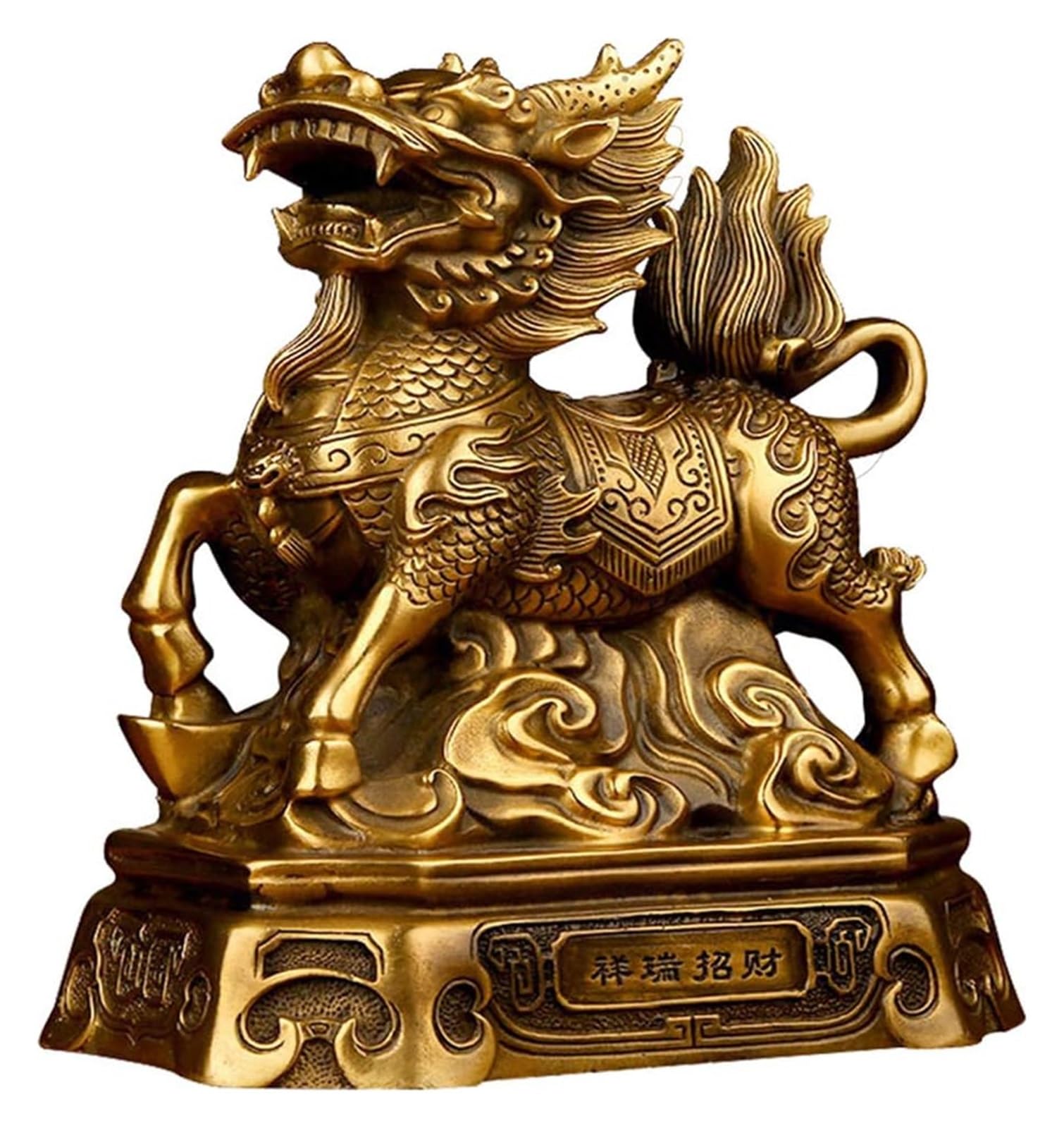 RLKHXBS Tabletop Feng Shui Chi Lin/Kei Loon/Qi Lin Kirin Statue Ornaments, Puro Artigianato di Rame Kirin Furnings, per la Decorazione dell'ufficio Recensione della casa di congratulazioni, a ~