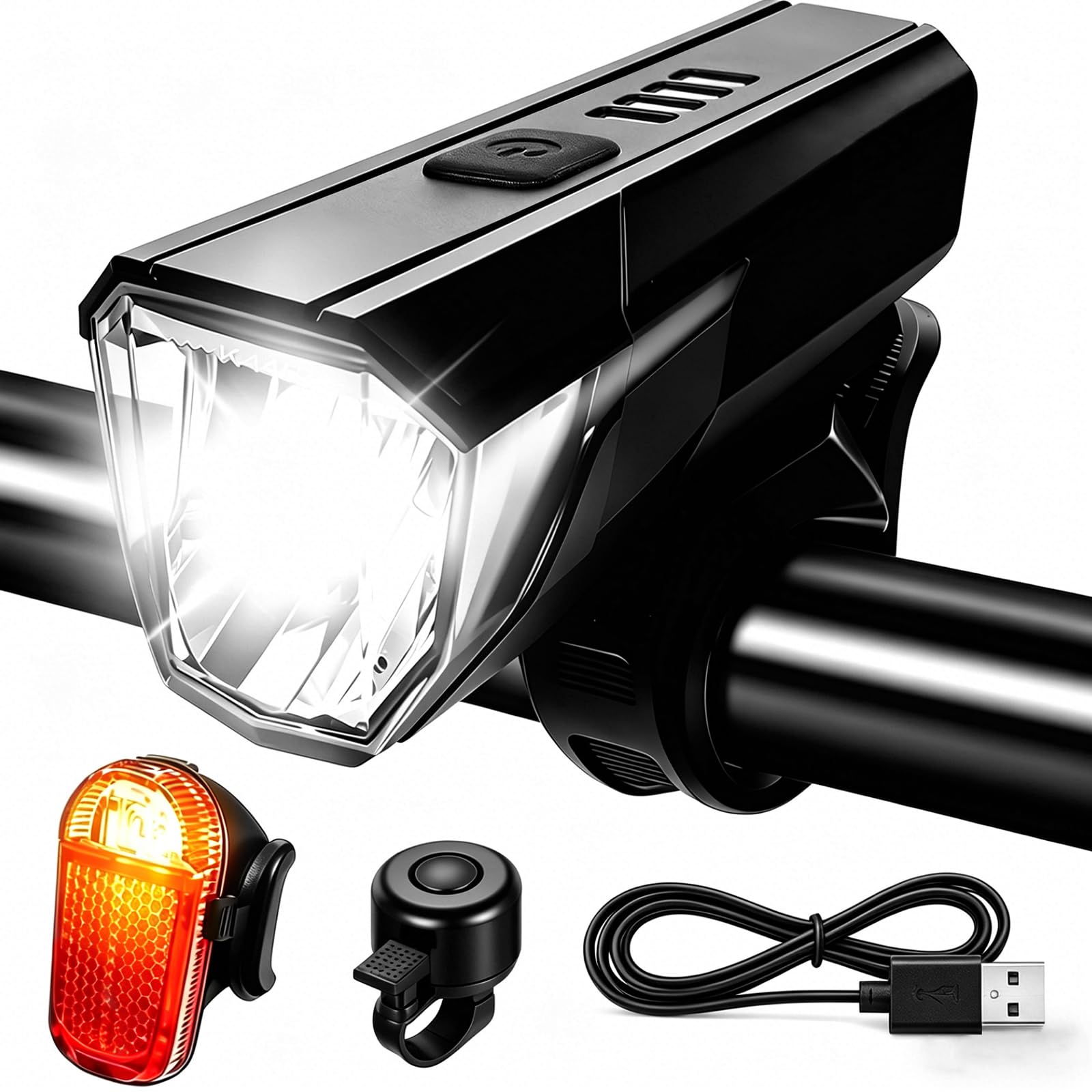 Lumiere Velo Avant et Arriere [Spot & Faisceau d'Inondation], [8 6 Modes d'Éclairage] Lampe Vélo