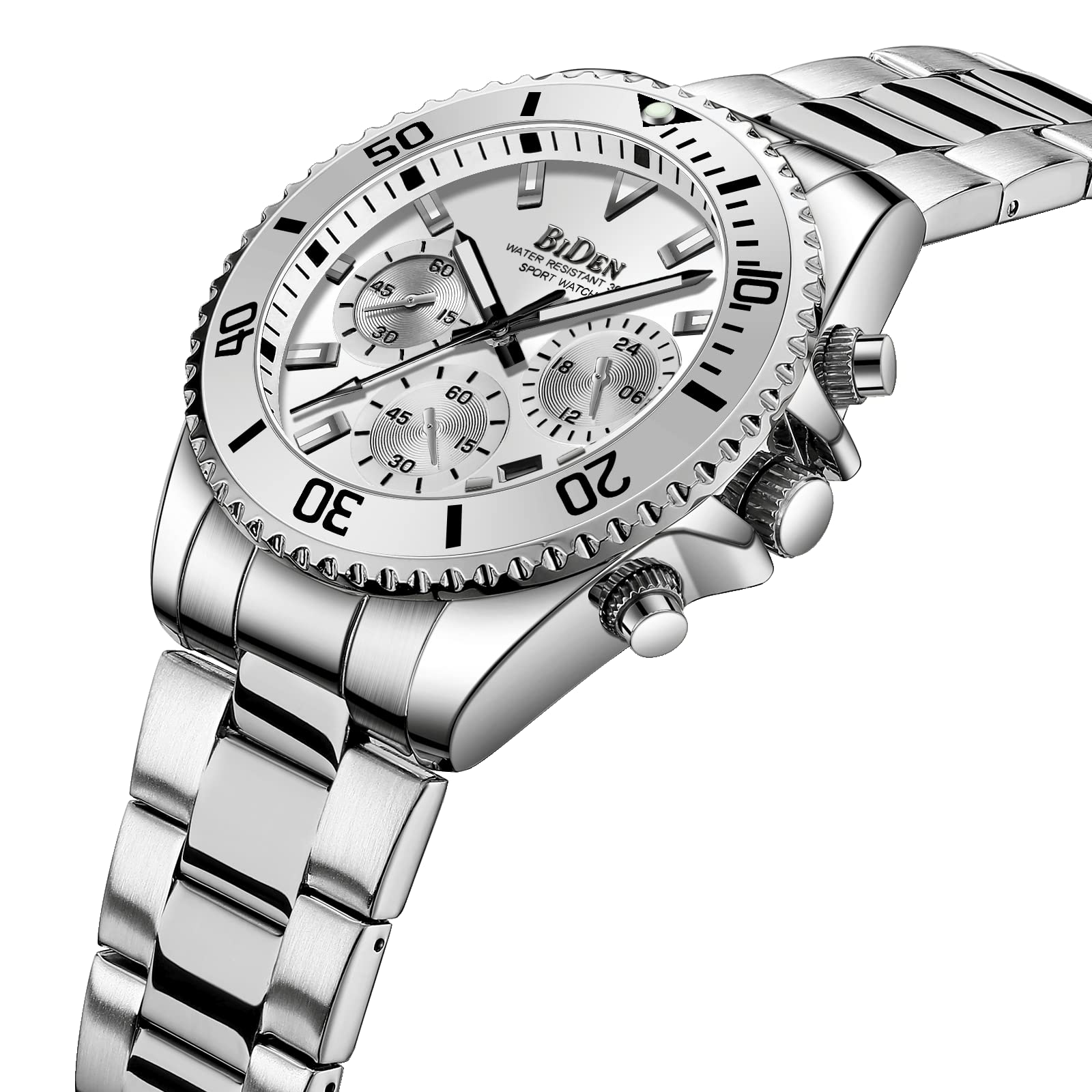 BIDEN Orologio Analogico al Quarzo Uomo con Cinturino in Acciaio Inossidabile BIDEN-0163