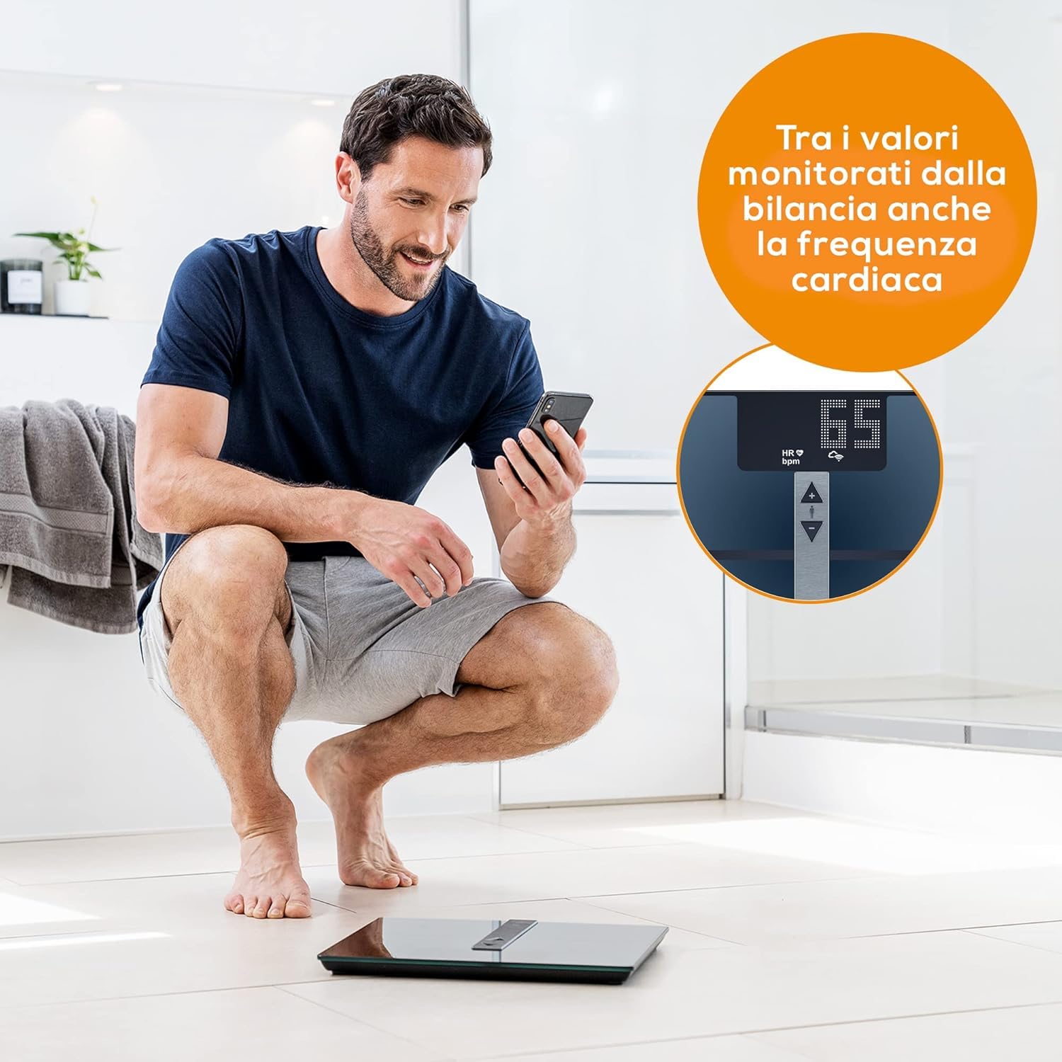 Beurer BF 980 bilancia diagnostica con WIFI e Bluetooth, registrazione dell’analisi e valutazione grafica dei valori corporei tramite app, misurazione della frequenza cardiaca, batteria ricaricabile