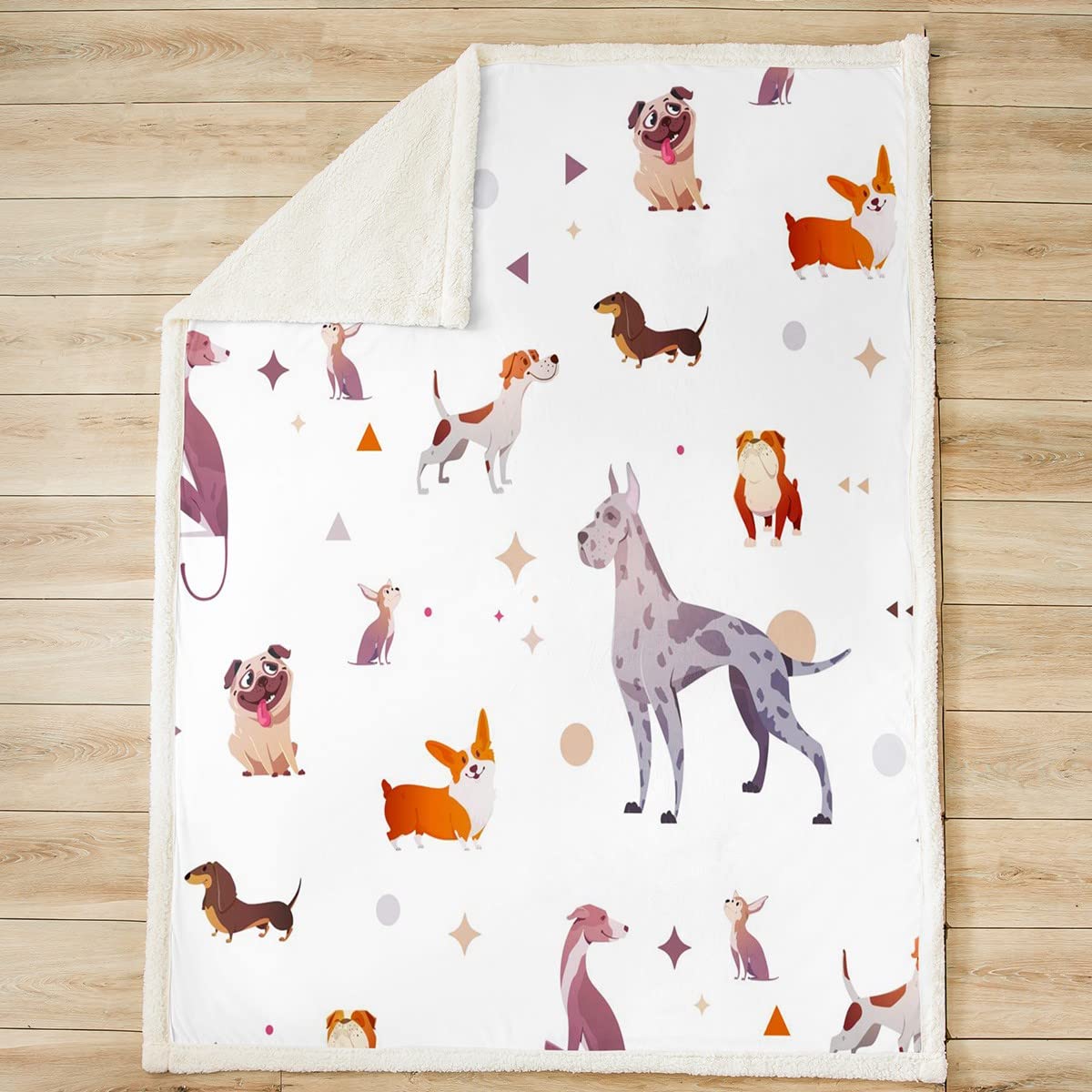 Loussiesd Manta Sherpa para perro, bonita manta de felpa para perro, animal 3D, kawaii, para cama, sofá, mascota, perro, manta cálida y mullida tamaño King, 87 x 94 pulgadas