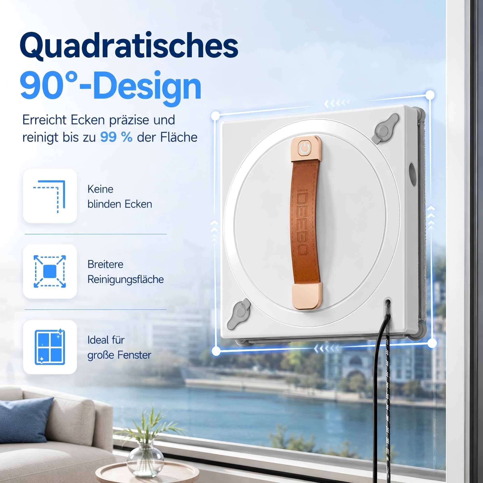 G500 Fensterputzroboter mit 2-Fach Sprühsystem, Automatischer Fensterroboter mit 100ml Wassertank & Intelligenter Routenplanung für Innen- und Außenfenster