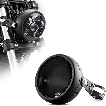 5.75 inch Motorcycle Headlight Housing Bucket with Retaining Ring & Bracket