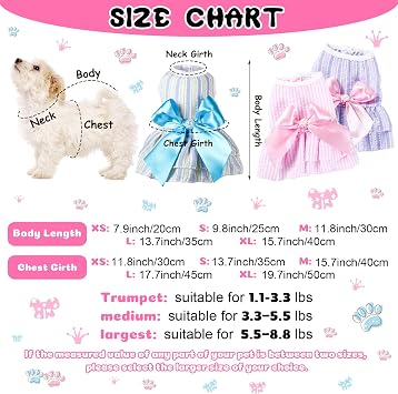 Reginary 4 Pack Princess Dog Dresses for Small Dogs Girl Pearl Bow, X-Small