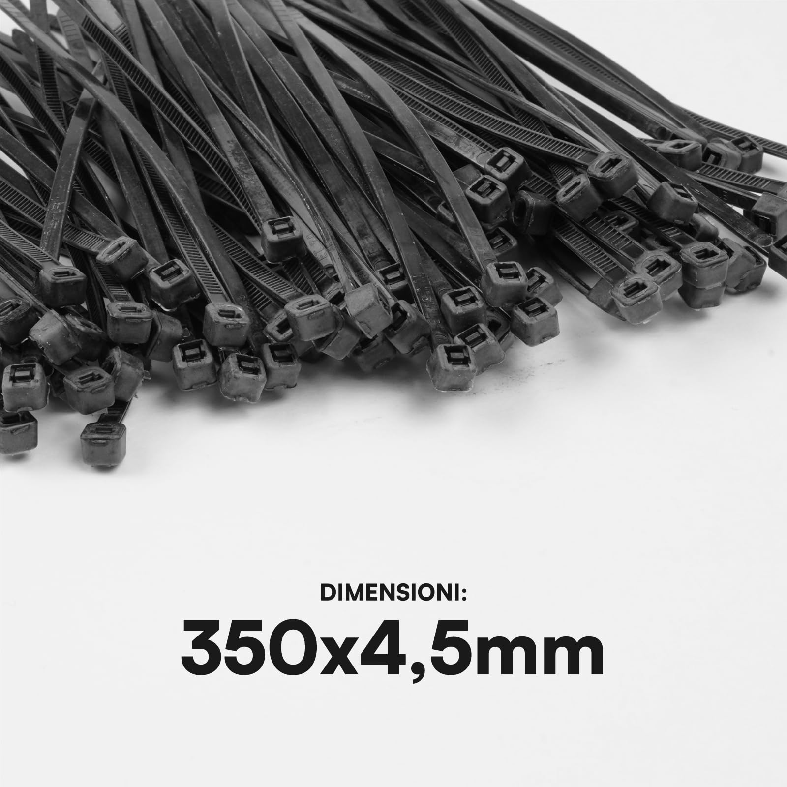 1200 Fascette Stringicavo in Nylon 6.6 350x4,5mm Tenuta 22Kg per Cavi e Cablaggi Autobloccanti per Elettricista e Fai da Te Serraggio con Denti Antiscivolo Resistenti Fuoco Calore e Gelo Colore Nero