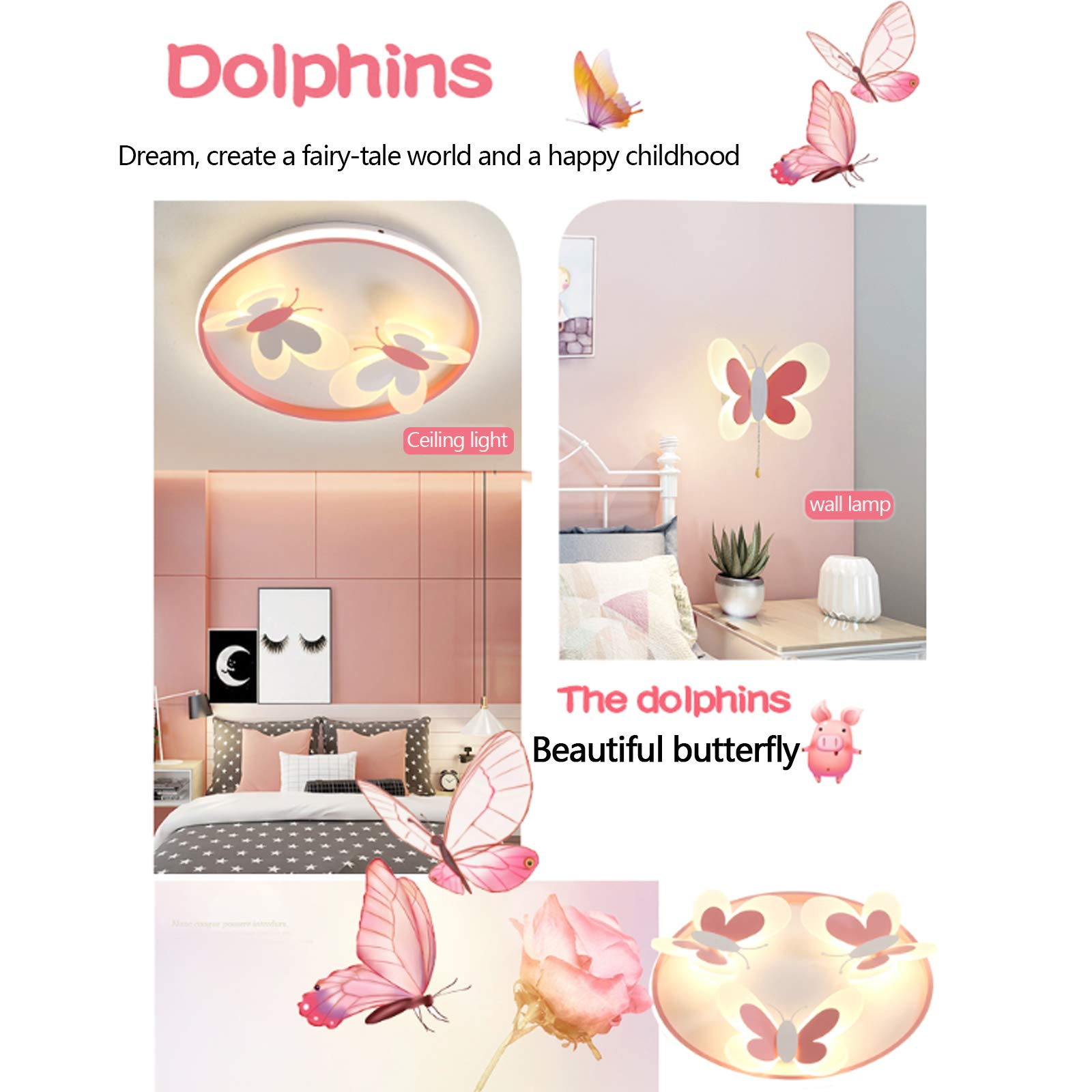 Led Lichterkette Deckenlampe Kinderzimmer Schmetterling Deckenleuchte Kinderlampe Modernes 81W Deckenlicht Schlafzimmer Wohnzimmer Arbeitszimmer Esszimmer Deko Wandleuchte Jungen Und Mädchen Geschenke