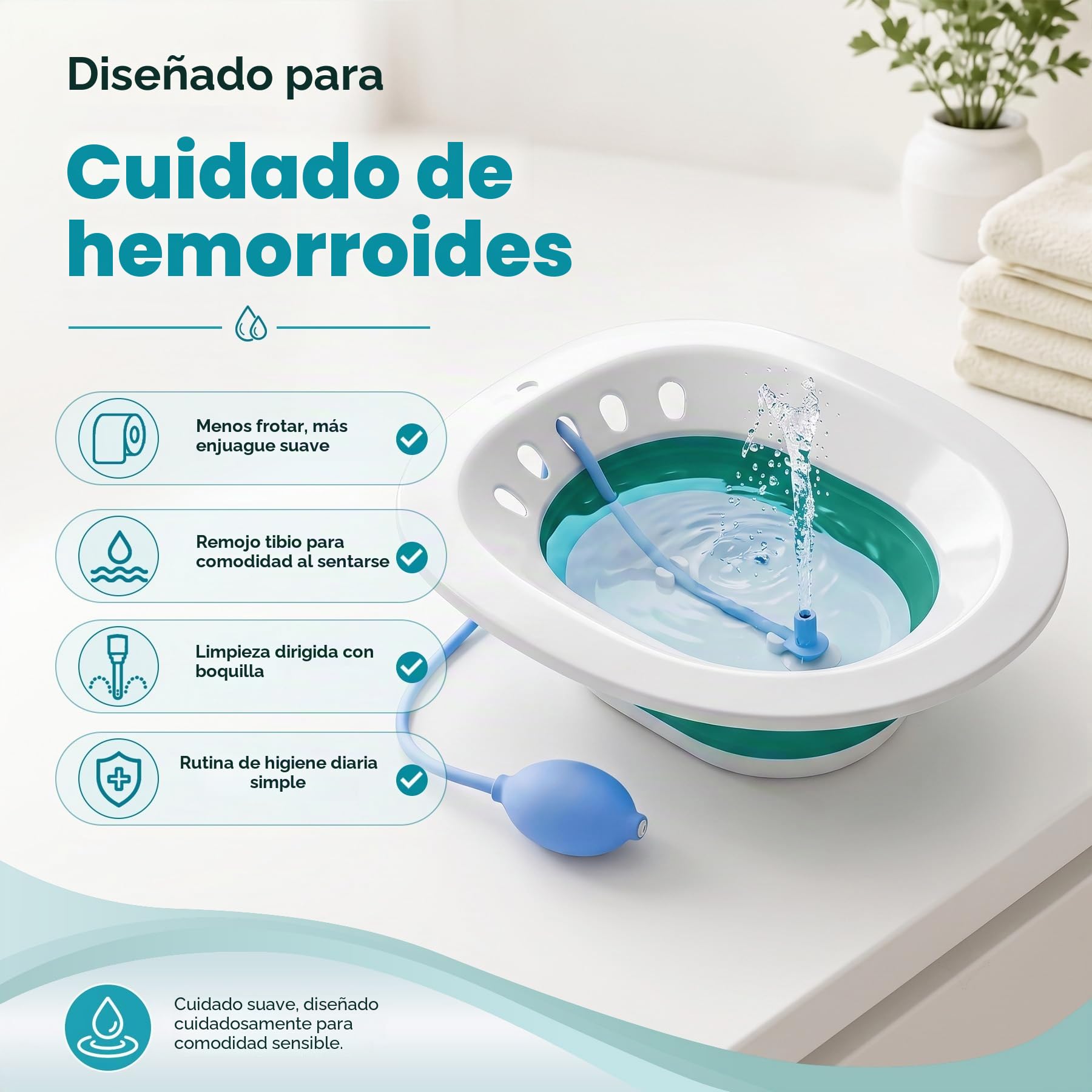 Bañera de asiento para hemorroides - Bañera de asiento para inodoro - Asiento de vapor Yoni - Baño plegable para cuidado posparto