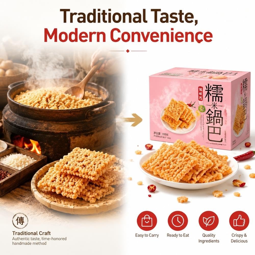 Crackers Di Riso Glutinoso Piccanti Snack in Scatola da 500g