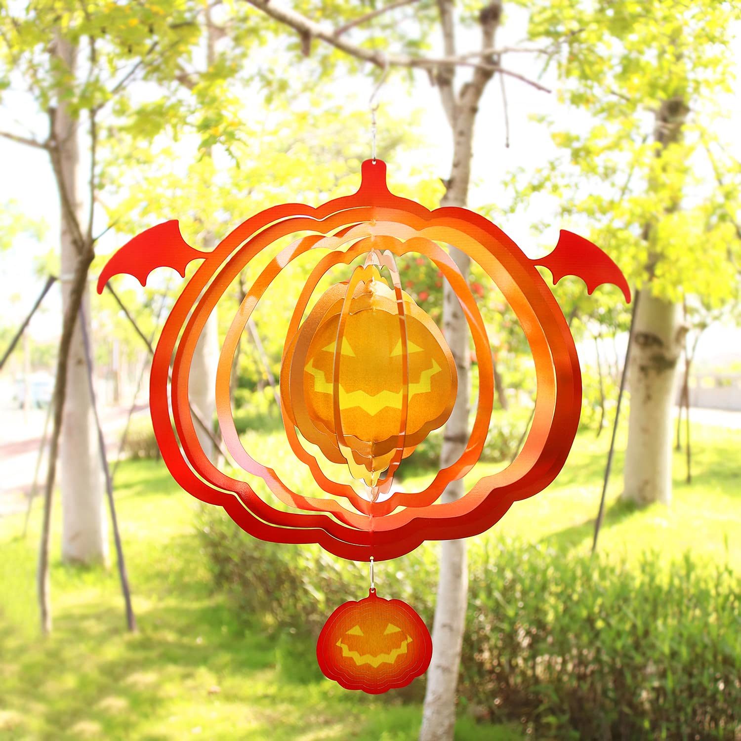 Girandola A Vento 3D In Acciaio Inox - Decorazione Da Giardino, Balcone E Interni - Diametro 25 Cm - Colore Blu