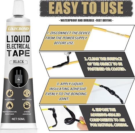 Liquid Electrical Tape Set, 100ml Insulating Wire Glue (Black)