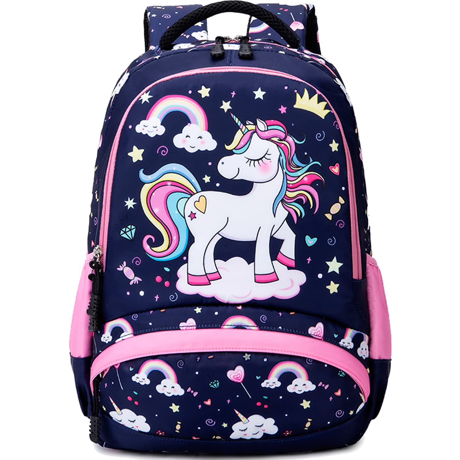 Jumpopack Unicorn Backpack for Girls School Backpacks for Girls Elementary School Bag Bookbag,Navy Unicorn