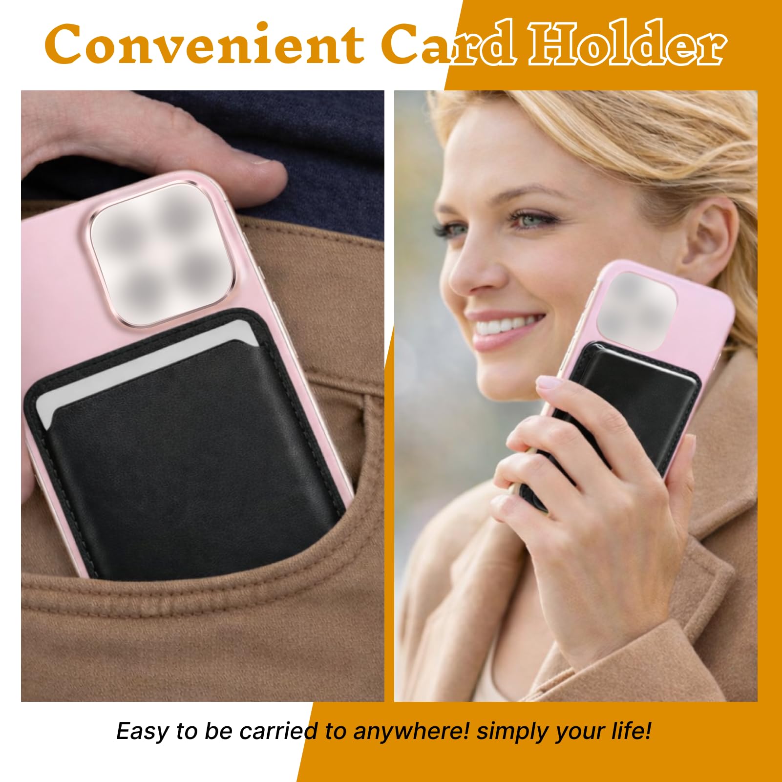 Porte Carte Magnétique Aimants Puissants Compatible iPhone 17/17e/Air/16/15/14/13/12 pour 2-3 Cartes