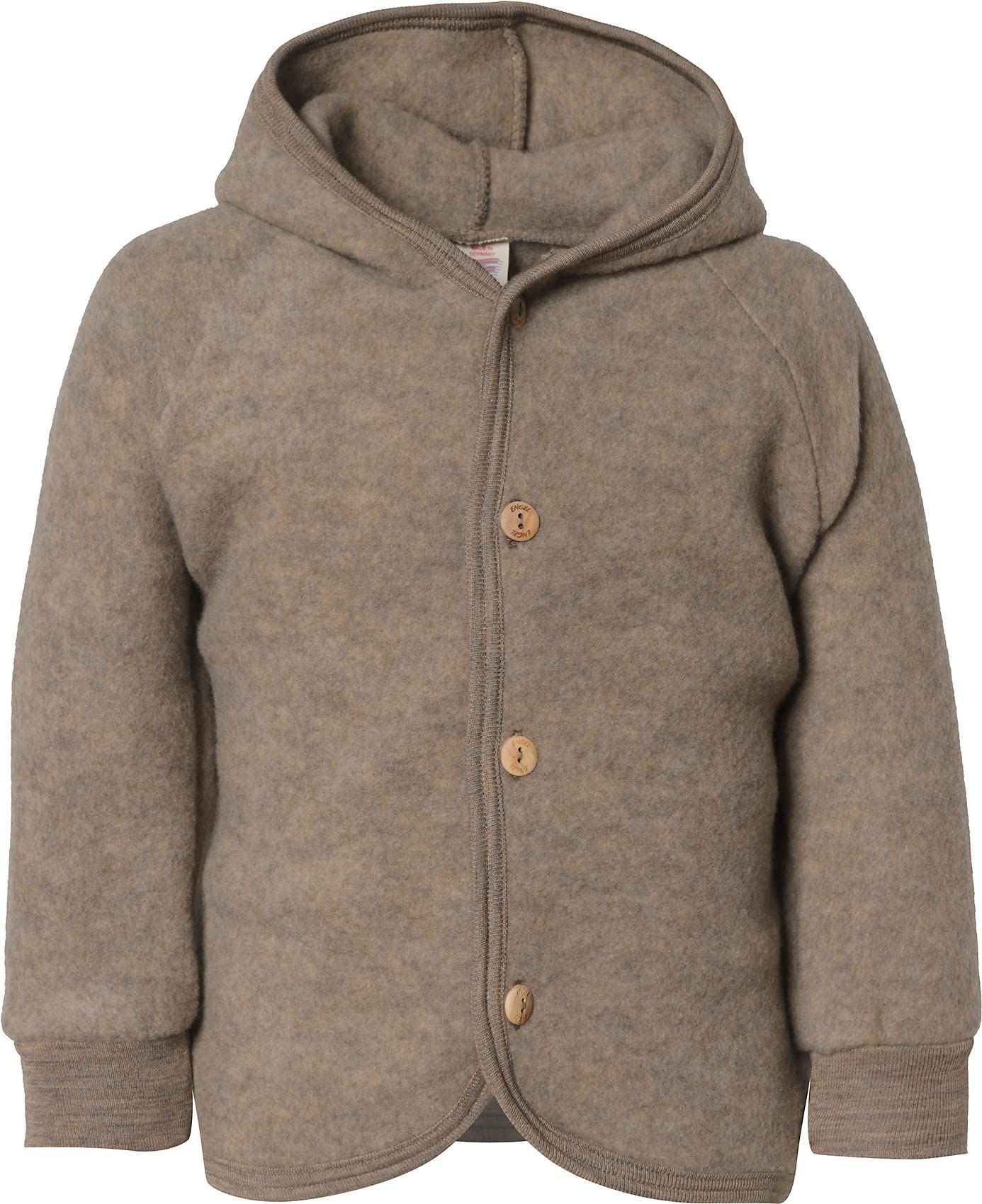 Engel Baby Jacket with Hood Wool Fleece, 74-80/74/80, Walnut Melange, Walnut melange, 74-80