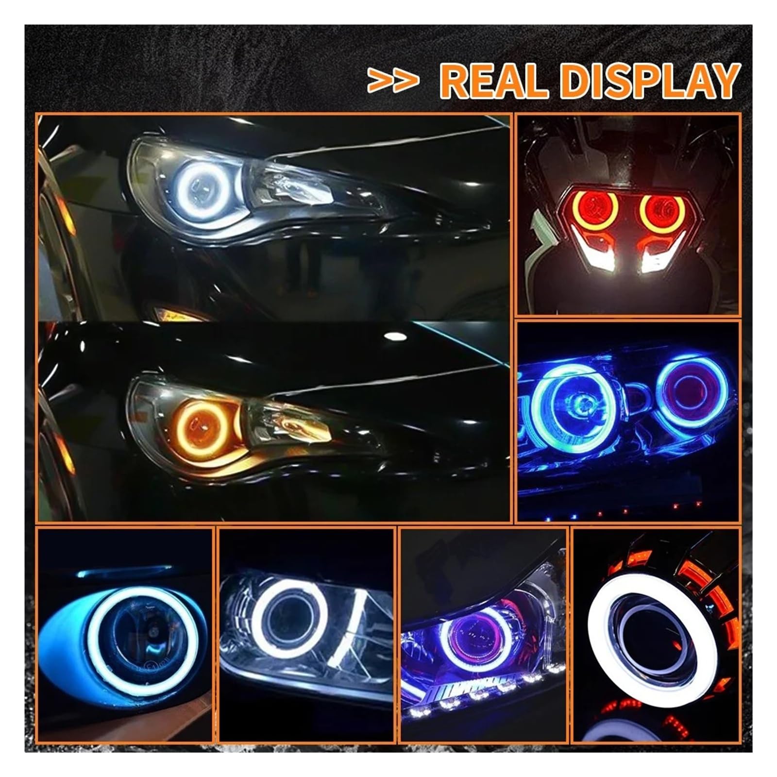 2 szt. 60-90 mm RGB Angel Eye Halo Ring DRL Turn Signal App Bluetooth (100 mm)