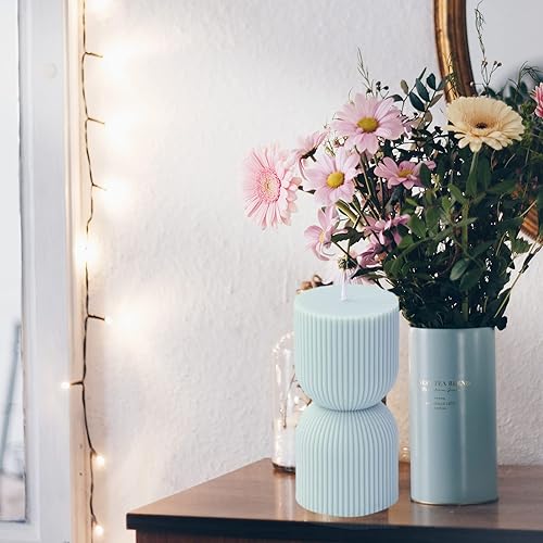 Miniatura 3 de TOPYS Moldes estéticos de pilar a rayas molde cilíndrico de vela de pilar alto torcido geométrico abstracto decorativo a rayas molde de silicona