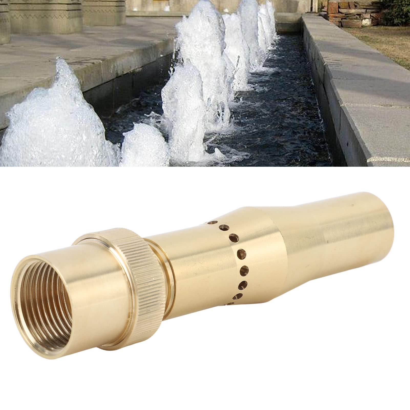 Luqeeg Brass Fountain Nozzle, Exquisite Column Fountain Nozzle, Bring Beautiful Visual Effects,Multi Direction Jet Pond Fountain Water Spray Sprinkler for Garden, Park, Pond, Pool,