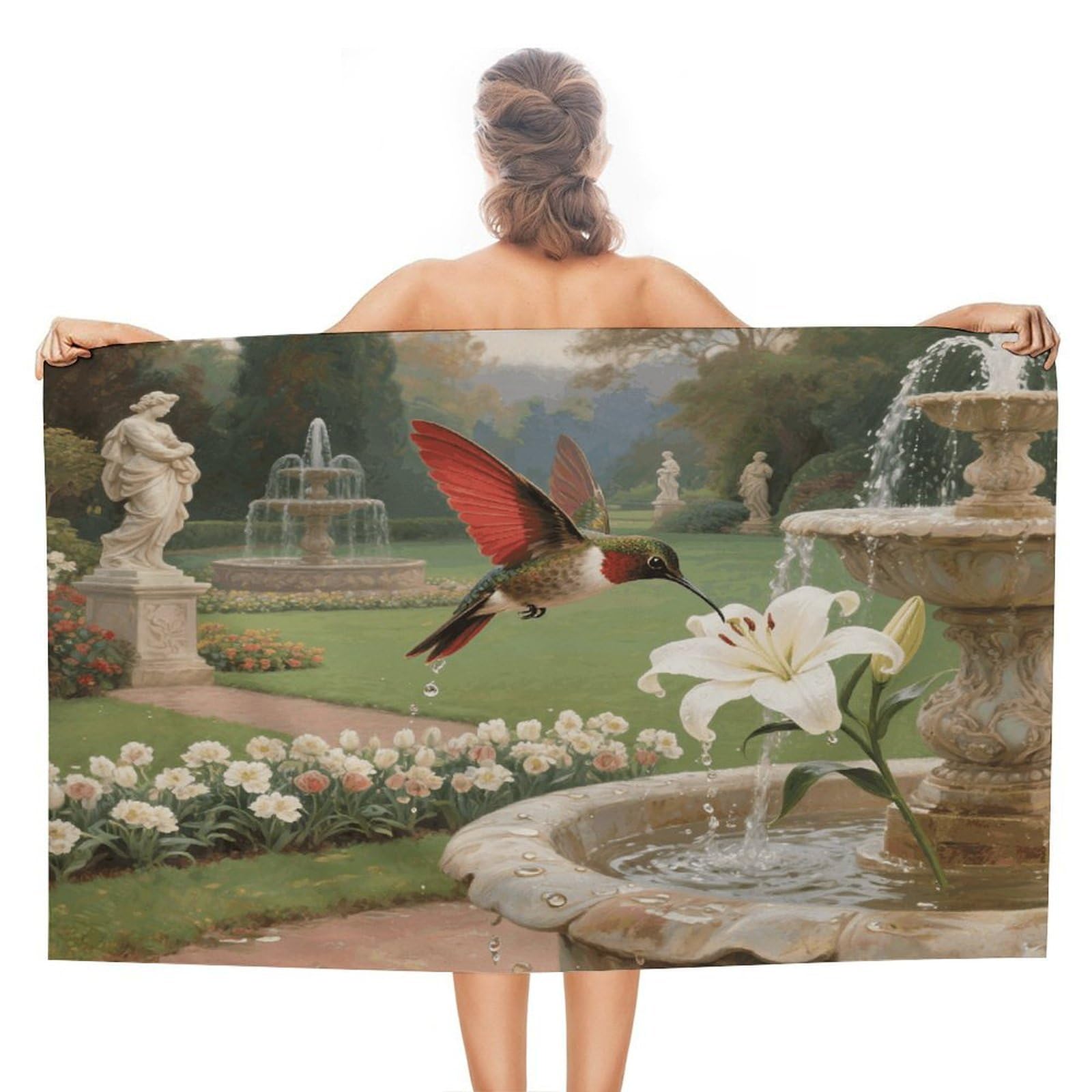 VstaDank Hummingbird Garden Beach Towel 51x31 Inch Oversized Soft Bath Towel Luxury Plush Thick Hotel Swim Pool Towels Super Quick Dry Travel Towels for Camping Gym Sports Yoga
