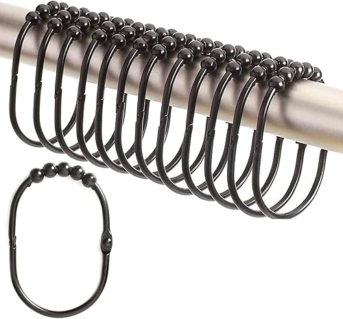 2 Lb. Depot Juego de 12 anillos anchos para cortina de ducha, fáciles de deslizar y a prueba de óxido, ganchos de cortina de ducha de acero