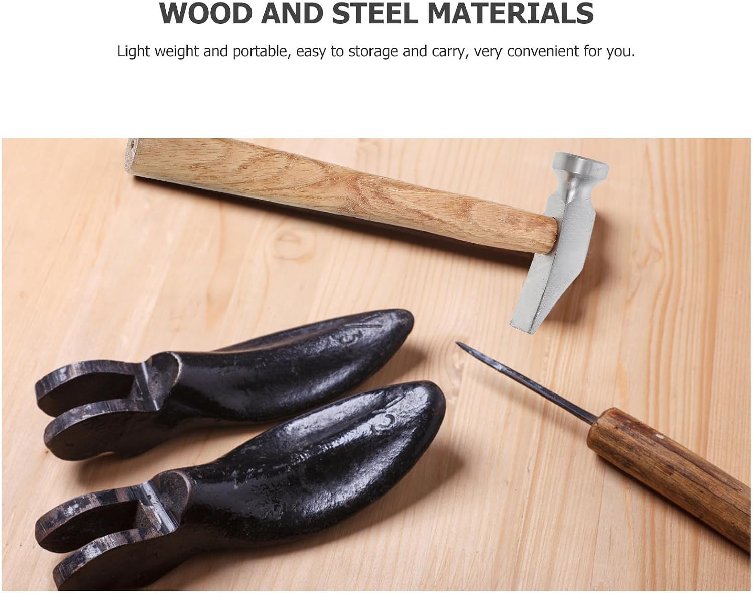 Lightweight Steel Shoe-making Hammer with Wooden Handle, Impact Resistant Mini Hammer for Repair and Installation, for Leather Work and Shoe Repair