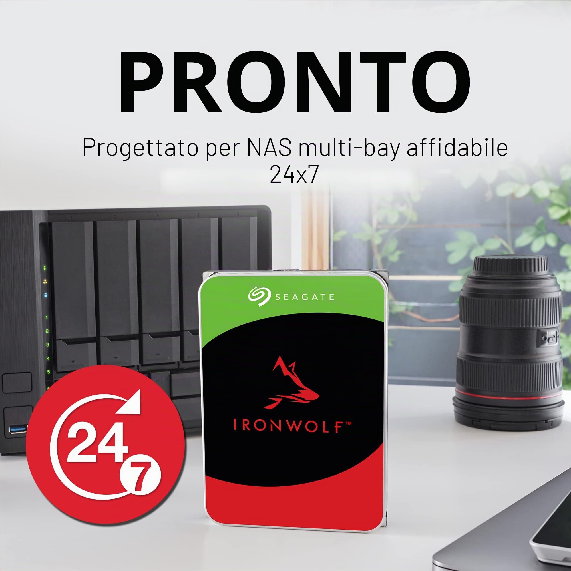 Seagate Technology - Disco rigido IronWolf NAS da 3,5" ST6000VN001 da 6 TB (SATA 6 Gb/s/256 MB/5400 giri/min)