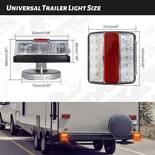 Miniatura 9 de Kit de luz LED magnética para remolque, 2 luces LED universales para remolque, indicador de dirección, luz de placa de freno, impermeable IP68, imán