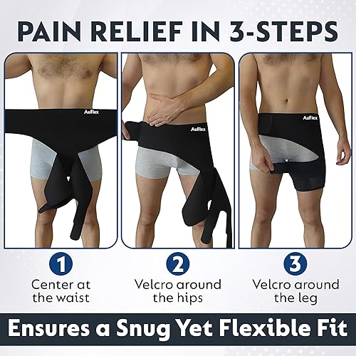 Miniatura 3 de Soporte de cadera para aliviar el dolor de ciática, soporte de cadera ajustable de neopreno para mujeres y hombres con muslo, ingle, manga de