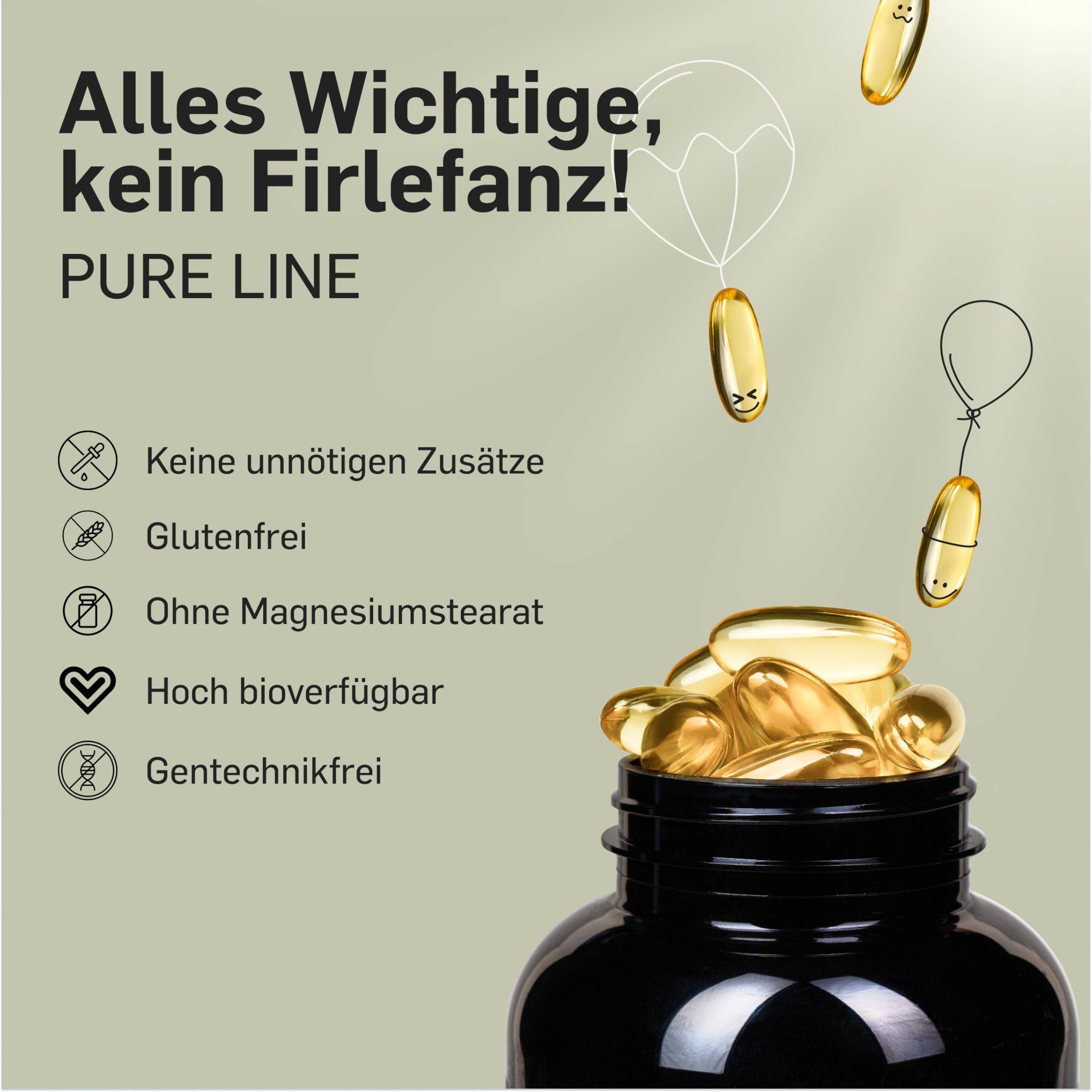 Omega 3 Kapseln - 2000mg Fischöl pro Tagesdosis - 365 Kapseln - mit EPA und DHA in Triglycerid-Form - Hohe Bioverfügbarkeit - Glutenfrei, Laktosefrei - 6 Monats Vorrat