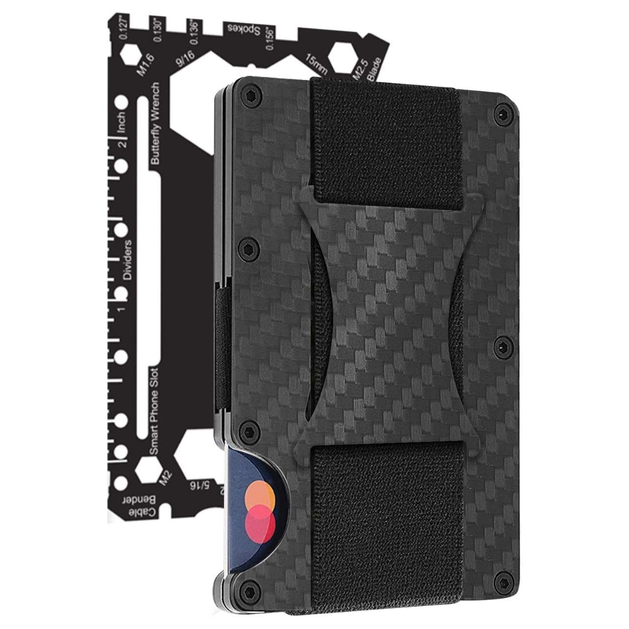 SorantCarbon Fiber Money Clip Wallet - Metal Credit Card Wallet RFID - Mens Minimalist Front Pocket Wallets for Men - 2020 Version