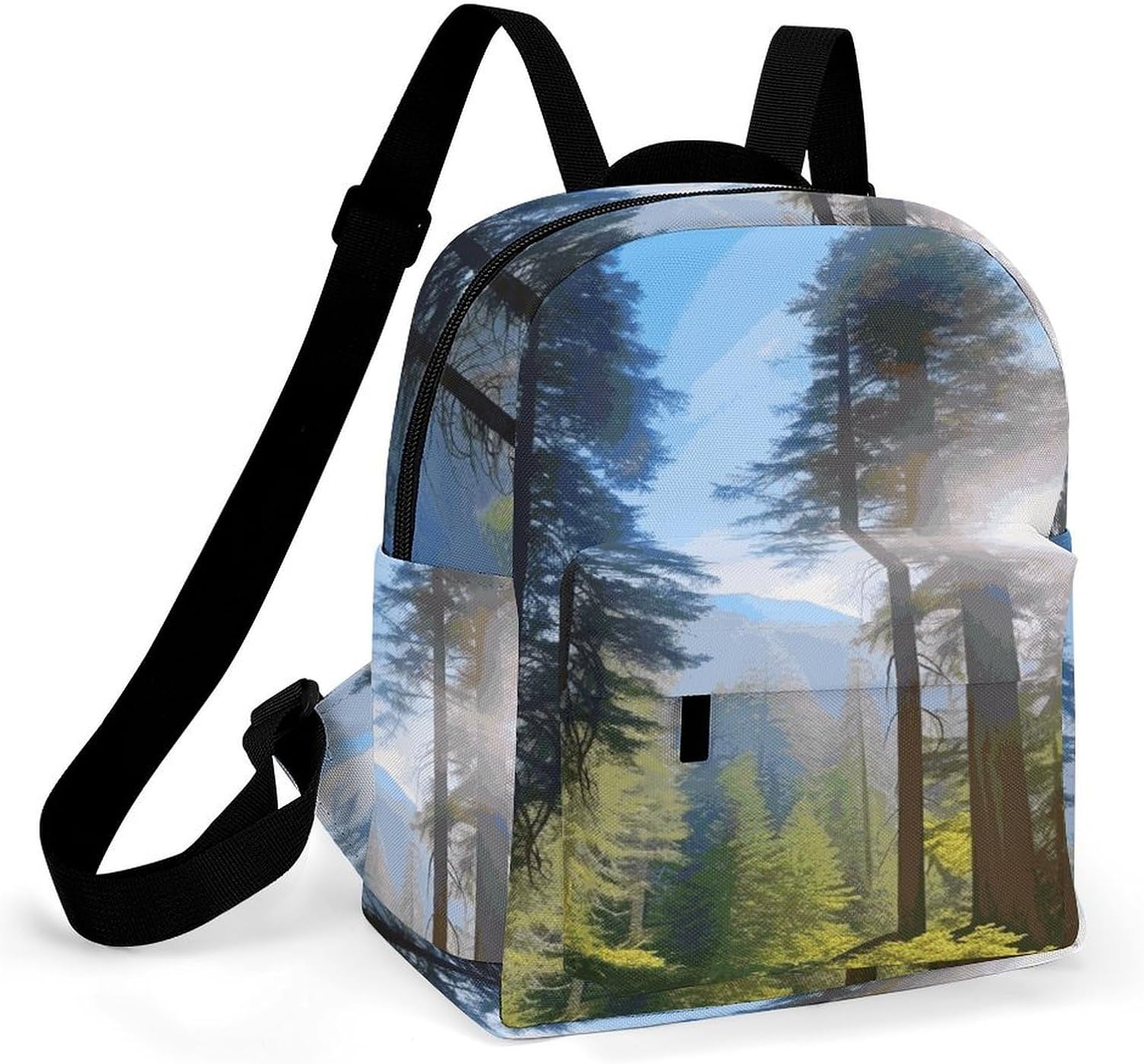 National Parks Sunshine Trees Mini Backpack Purse for Women | Waterproof durable oxford cloth casual daypack, lightweight small rucksack for work travel outdoor camping daily use & gift