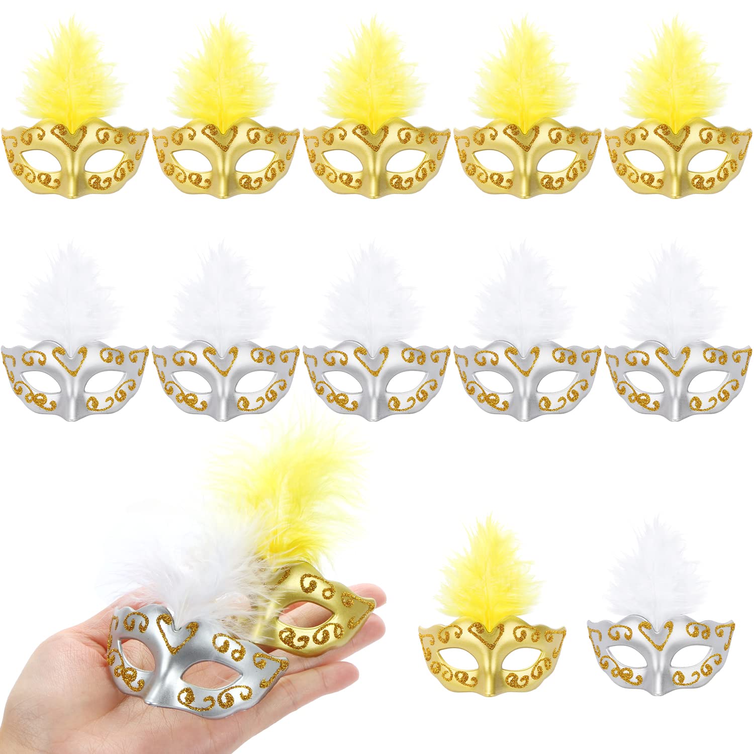 12 Pcs Mini Mardi Gras Masks, Small Masquerade Masks Bulk for Mardi Gras Party Decorations