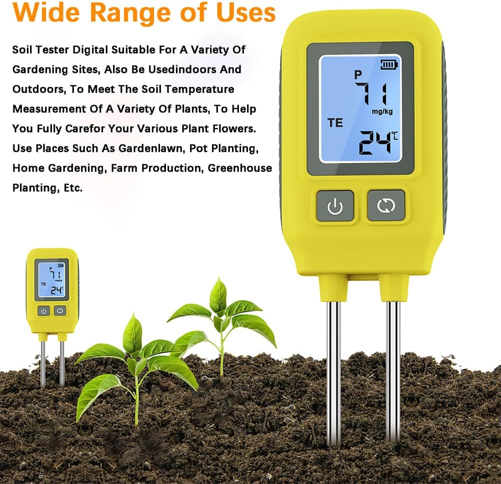 WGFXYBFY 4 In 1 土壌栄養テスター 多機能土壌検出器 デジタルLCDディスプレイ付き 土壌中の窒素、リン、カリウム成分