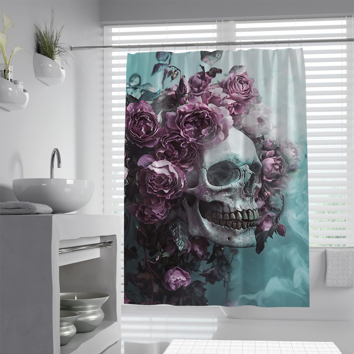Tende Doccia Scheletro Rosa Viola Day of The Dead 200x200cm