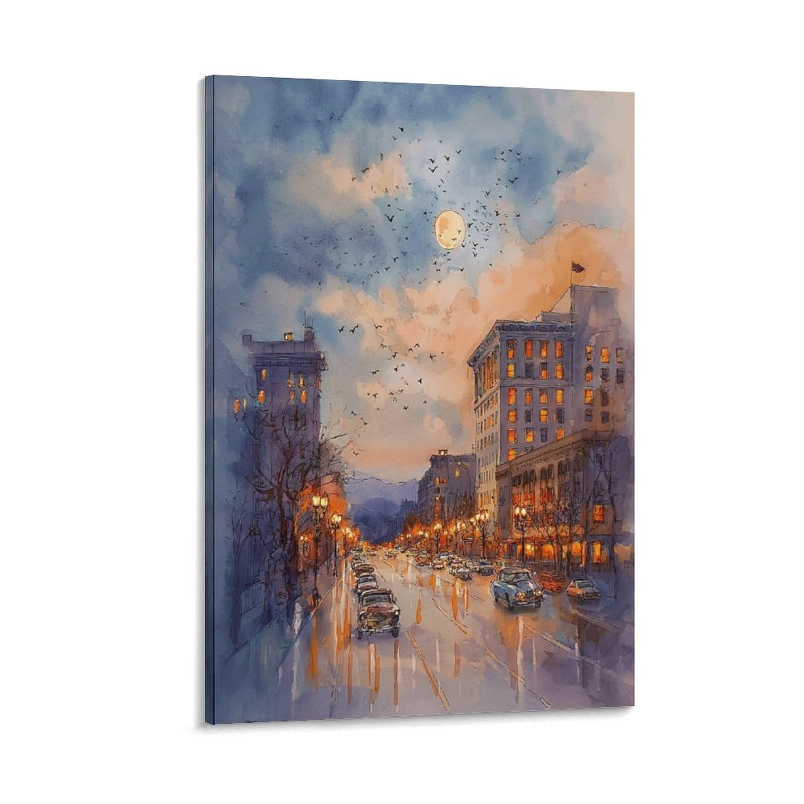 LCYNNH Portland Watercolor Painting 24x36inch(60x90cm) Vintage Travel Poster Watercolor Canvas Art