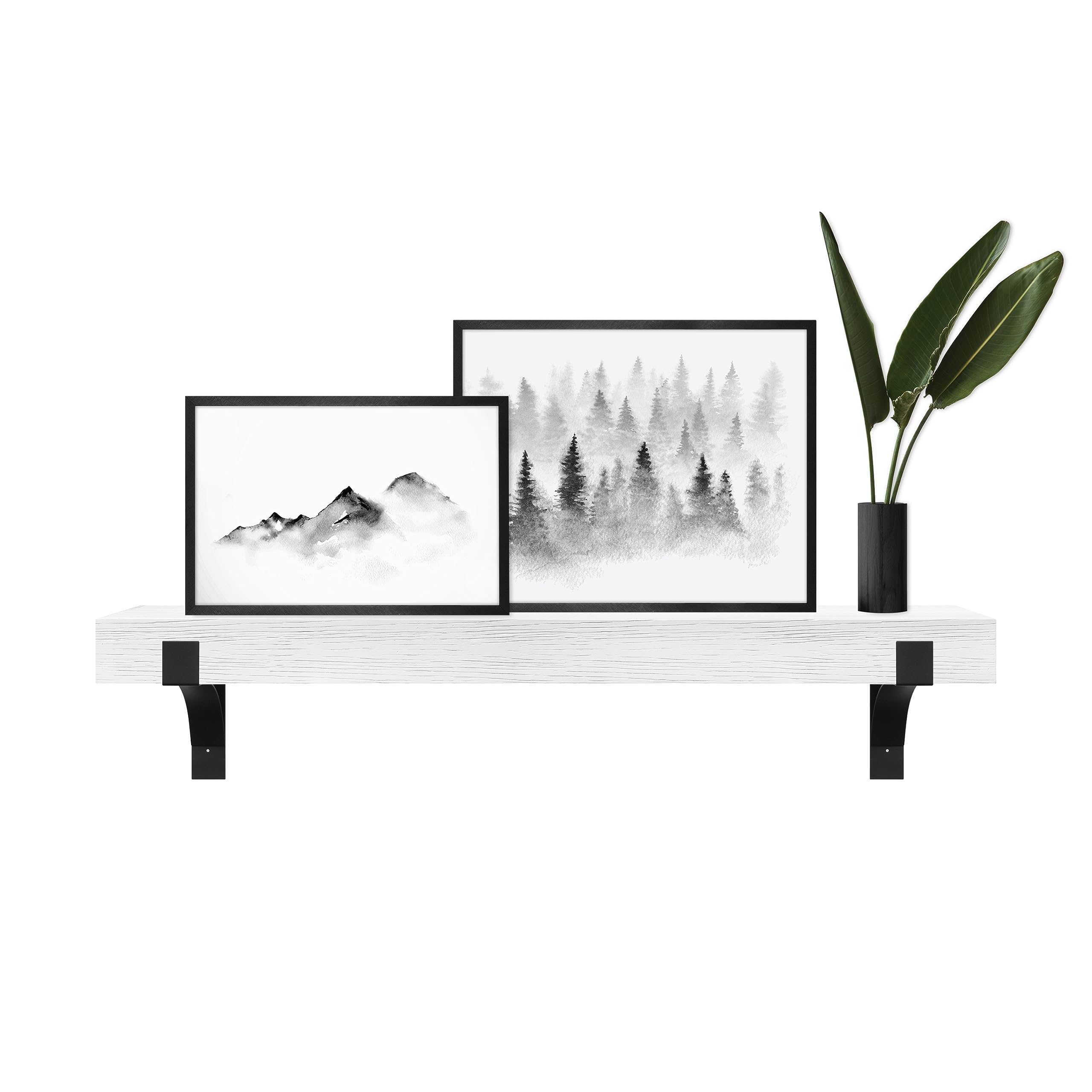 MCS Master &amp; Co Modern Mantel, 48", White Woodgrain, Floating Shelf