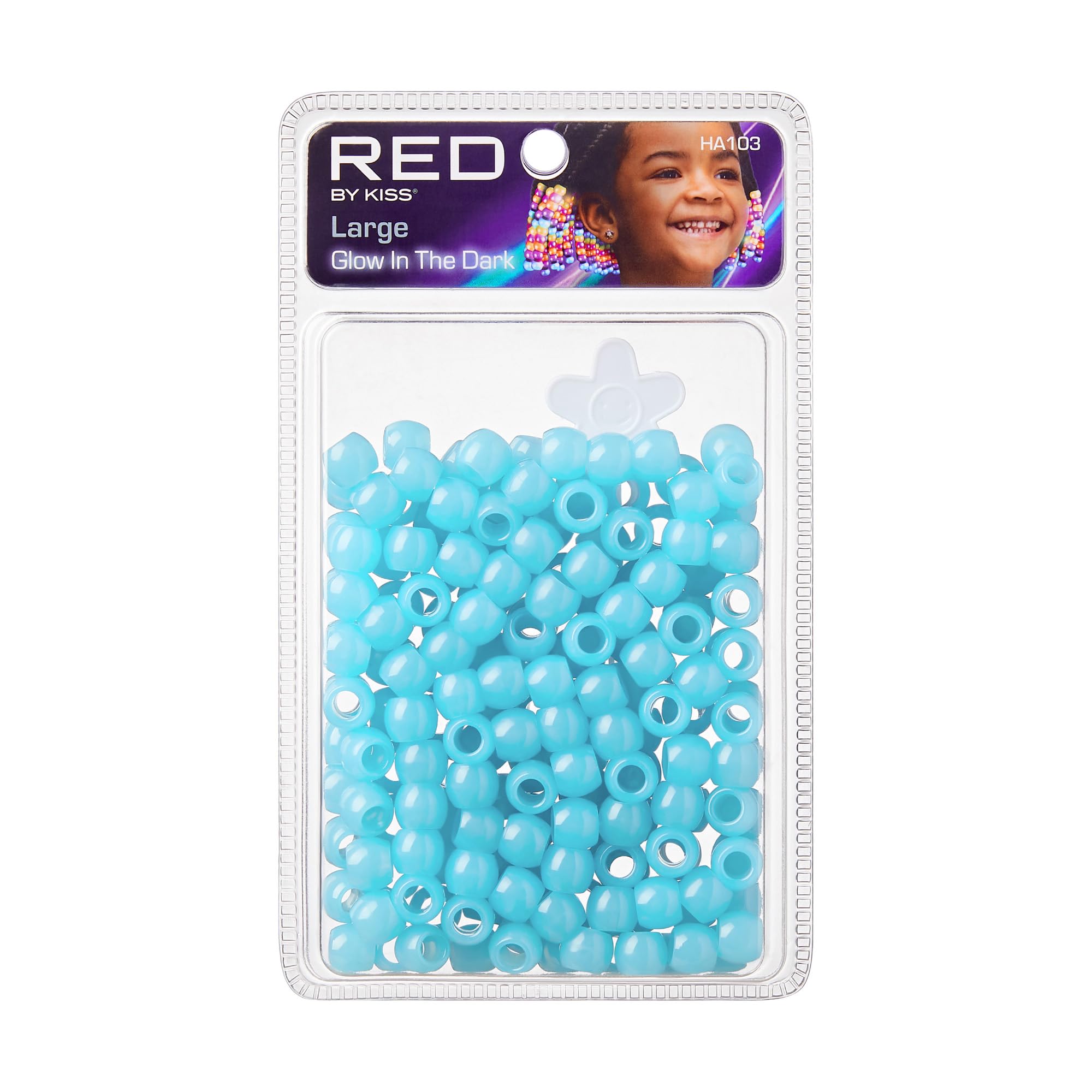Red by Kiss Glow in The Dark Hair Beads, Colorful Illuminating Beads for Braids, Fun All Ages Hair Accessory for Twists and Cornrows (Large, Blue)