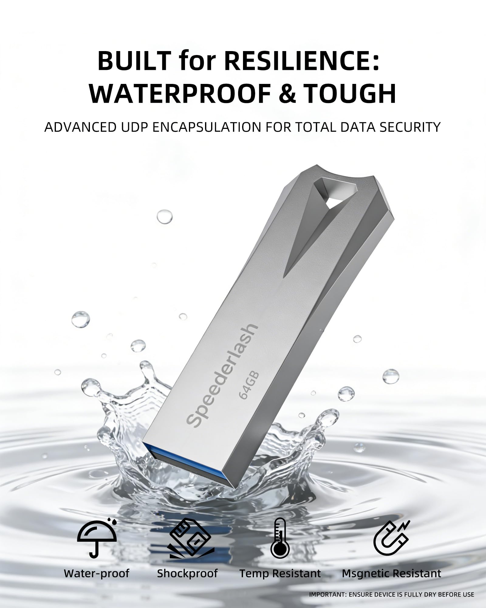 Speederlash - Chiavetta USB 3.0 da 64 GB, ad alta velocità, velocità di lettura 200 MB/s, involucro in metallo resistente, espansione di archiviazione per foto, video, audio auto, chiavetta di memoria