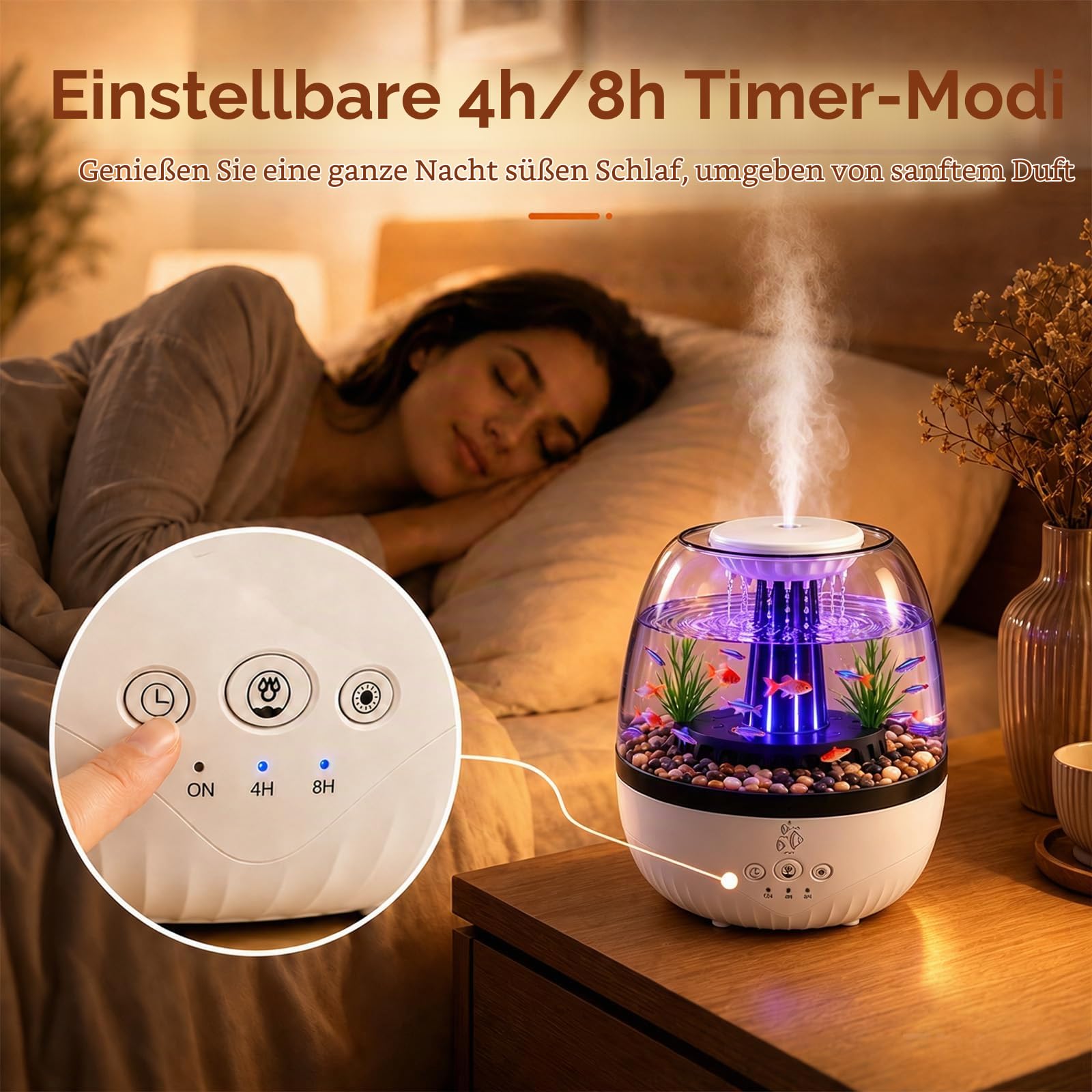 3 in 1 Regentropfen Luftbefeuchter, 350ML Aromatherapie Diffuser mit Mikrolandschaften, 7 Farben LED, 2 Timer Einstellung, Aroma Diffuser für Ätherische Öle für Zuhause Büro Schlafzimmer