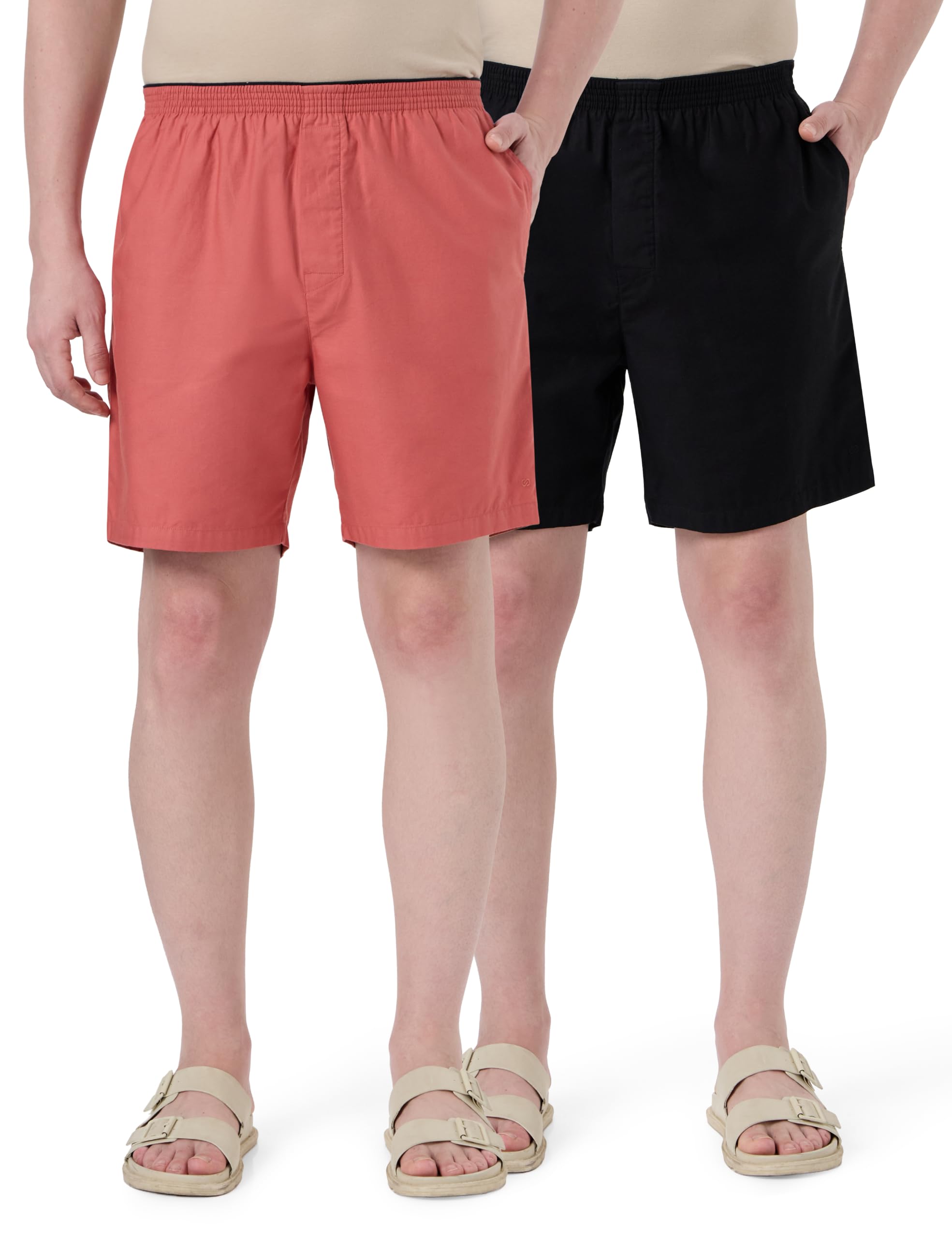 symbol premium Men's Pack of 2 100% Cotton Super Soft Solid Boxers | Elasticated Waistband | Dual Side Pockets | Available in Plus Sizes-picture-31