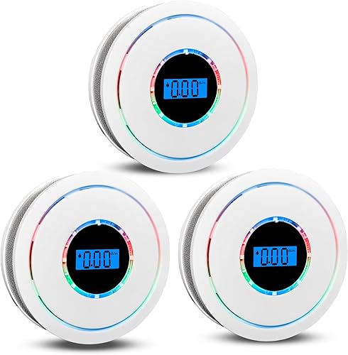 Paquete de 3 detectores de alarma combinados de humo y monóxido de carbono alimentado por batería, detector de humo detector de monóxido de carbono,