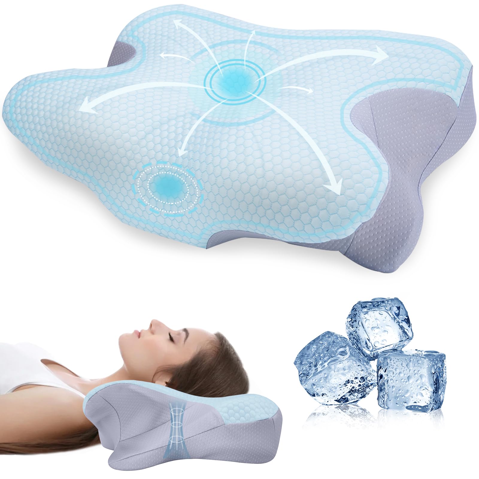 Cervical Neck Pillows for Pain Relief: Contour Memory Foam Pillows for Shoulder Pain - Ergonomic Cooling Bed Pillow for Side Sleeper - Orthopedic Sleeping Support for Back & Stomach Sleeper