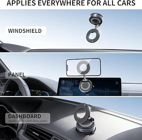 Miniatura 8 de Soporte magnético para teléfono con succión al vacío, soporte de teléfono retráctil plegable mejorado para Magsafe, soporte magnético ajustable de