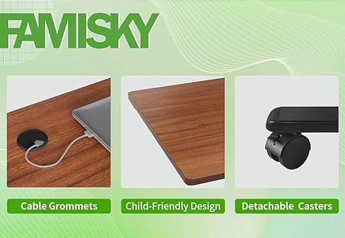 Miniatura 6 de FAMISKY Escritorio eléctrico de pie, escritorio de altura ajustable de 44 x 24 pulgadas, ergonómico para oficina en casa, estación de trabajo para