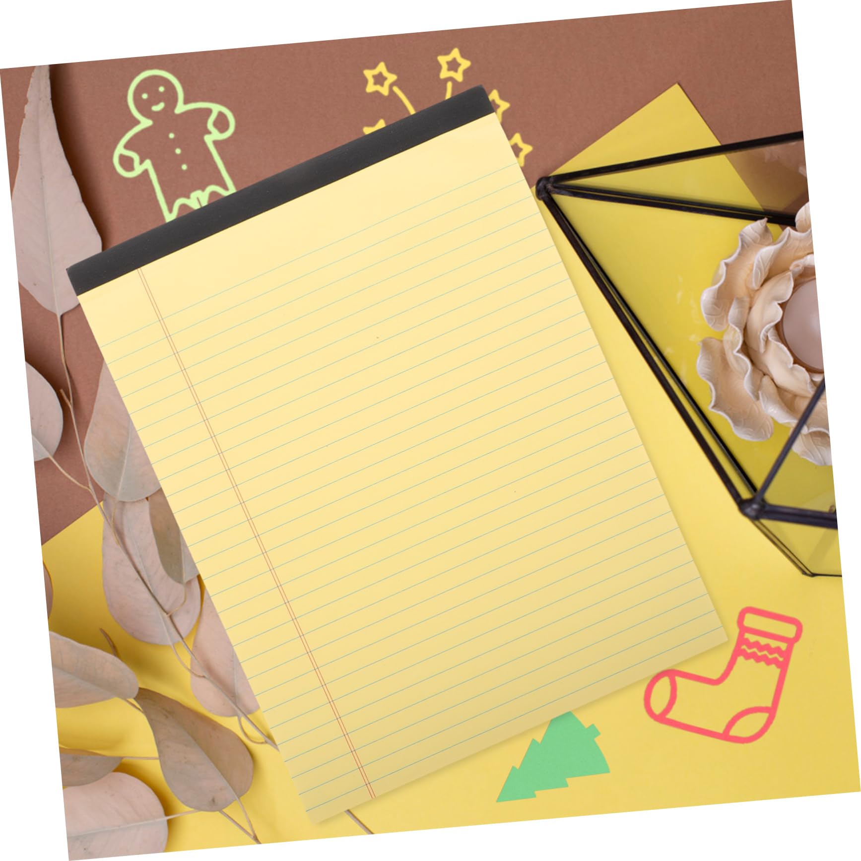 NUOBESTY 6 Pezzi Blocco Note Giallo A4 Formato con Righe e Design a Sezioni Strappabili, Quaderno per Appunti in Fibra di Legno per Scuola e Uso Quotidiano