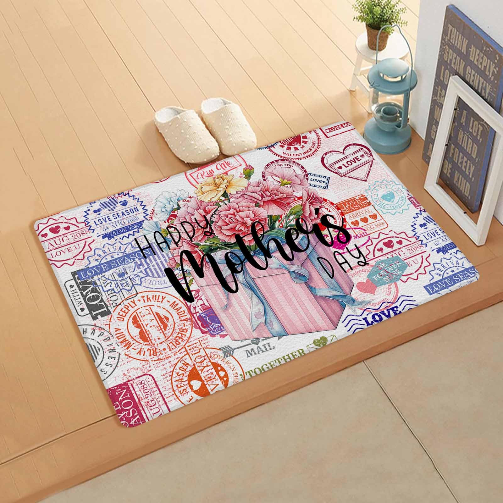 Vintage Floral Antifatigue Kitchen Bath Door Mat Cushioned Runner Rug,Washable Welcome Floor Sink Mat,Waterproof & Non-Slip Comfort Standing Doormat for Kitchen,Watercolor Mother's Day Colored 18