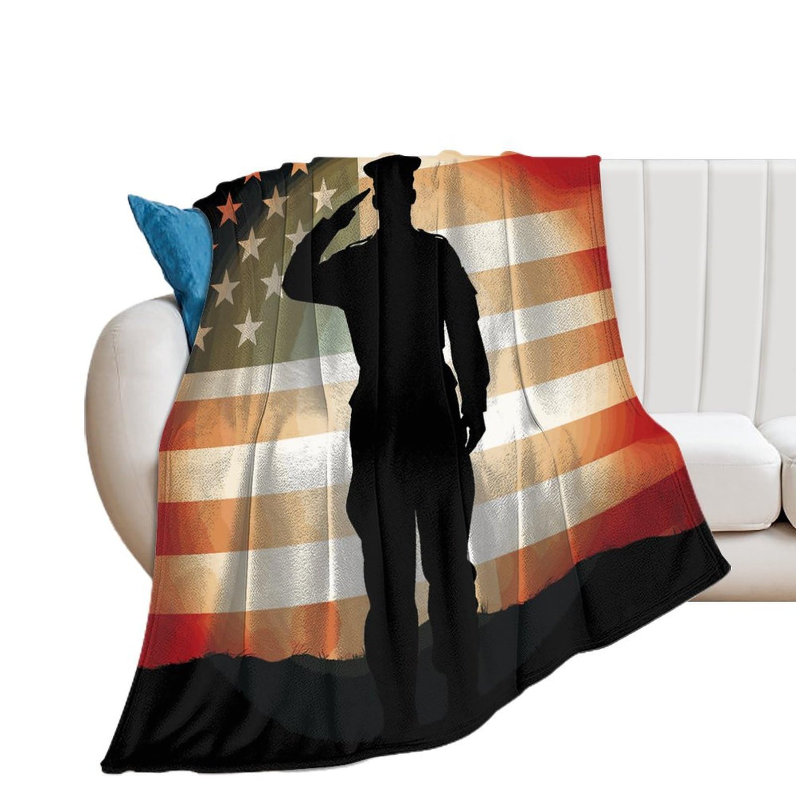 Couverture douce flanelle drapeau américain pour un confort chaleureux et réconfortant