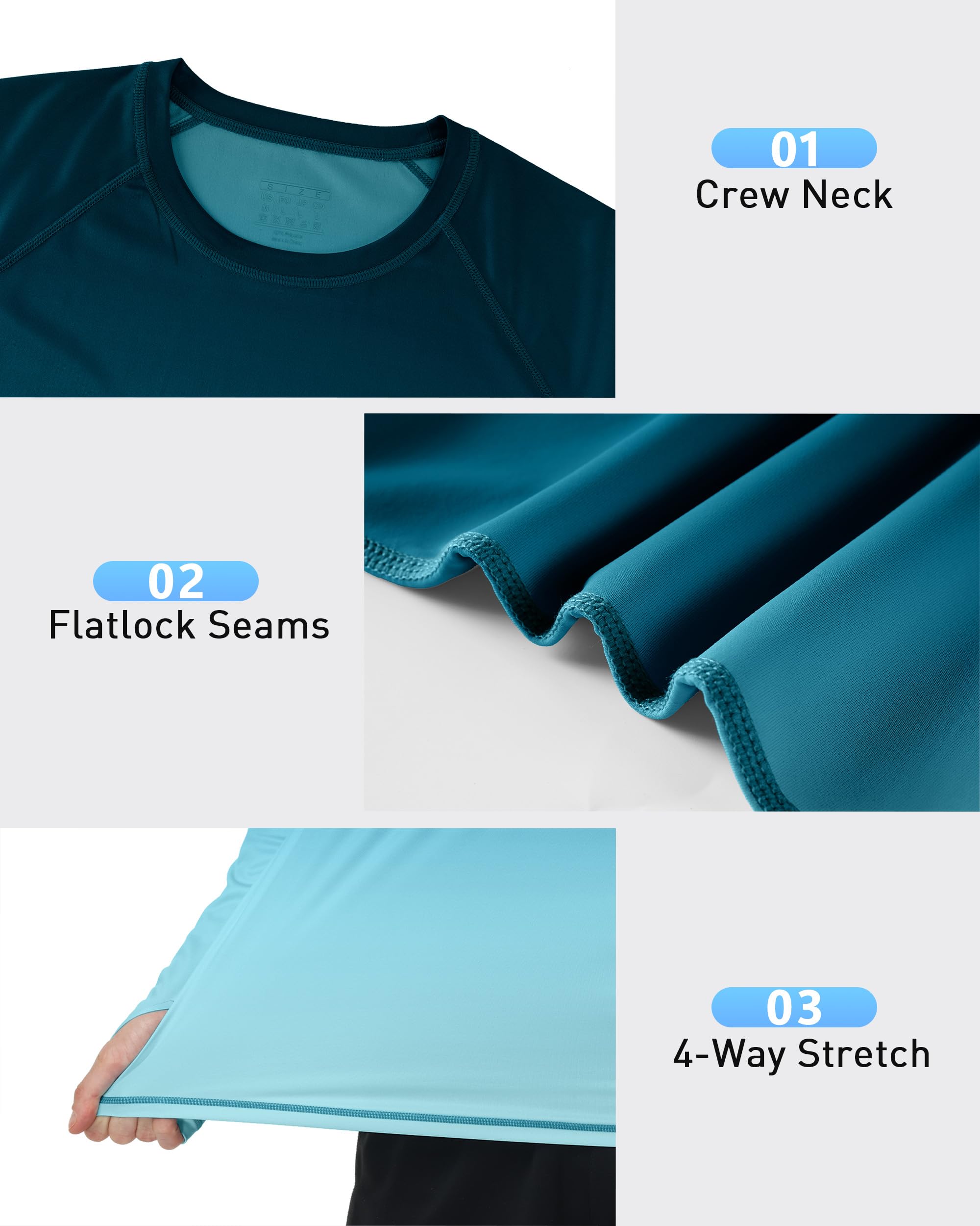 Roadbox Men's UPF 50+ Sun Protection Shirt Long Sleeve, Quick Dry Breathable Rash Guard for Swimming Fishing, Hiking & Running - Image 3