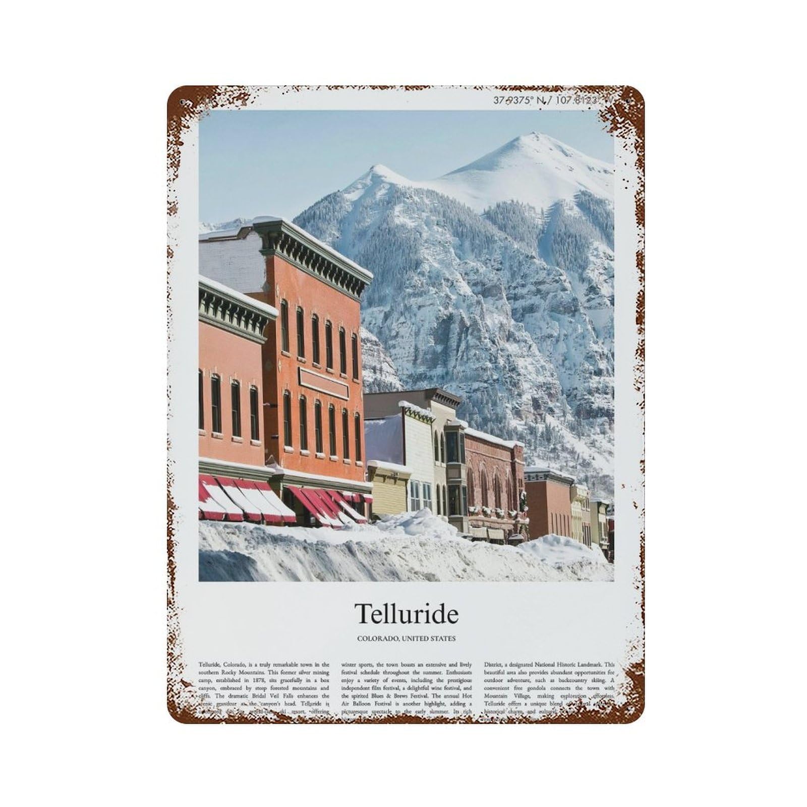 xiaoxiaoshen Telluride Colorado, United States, USA City Scenery Wall Decor Art Metal Tin Poster Modern Home Decor Art Home Bar Shop Decorations Vintage Sign 40x30cm