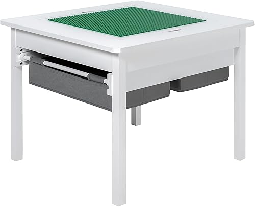 Life Finds Mesa de juego de construcción 2 en 1 para niños diseñada para ladrillos de construcción Lego, tablero reversible, juego creativo,